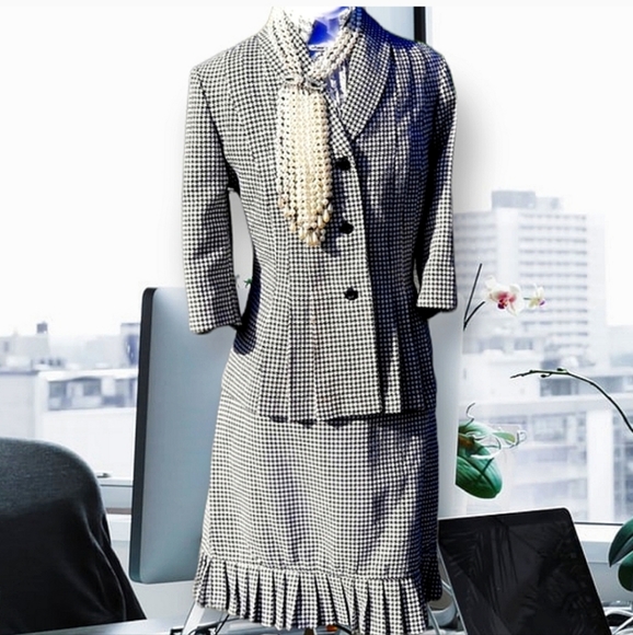T. Milano pencil skirt suit set sz 12P blk/wht - Picture 11 of 11